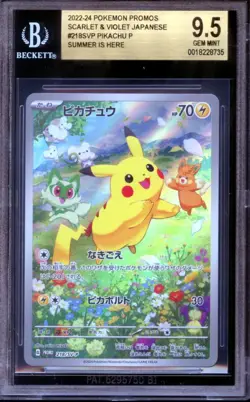 BGS 9.5 - Pikachu 218/SV-P Summer Is Here Promo - Japanese Pokemon - Image 1