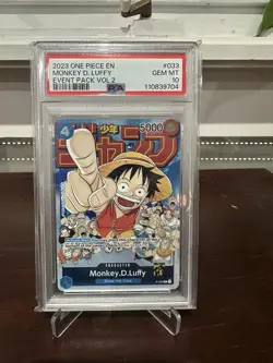 One Piece Card Game- Monkey.D.Luffy P-033 Promo PSA10 English Jump Luffy - Image 1