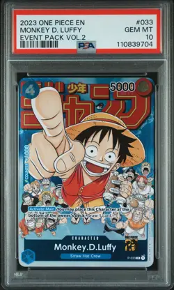 One Piece Card Game- Monkey.D.Luffy P-033 Promo PSA10 English Jump Luffy - Image 2