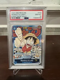 One Piece Card Game- Monkey.D.Luffy P-033 Promo PSA10 English Jump Luffy - Image 1