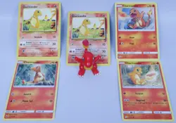 Charmander 2" Tomy CGTSJ Vintage Mini Figure Fig & 5 Pokemon Card Lot Base Set 2 - Image 1