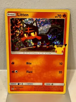 Litten 15/25 2021 McDonald's 25th Anniversary Pokemon Card Promo Holo - Nm - Image 1