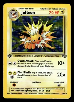 Jolteon 4/64 1st Edition Holo Rare Jungle Set Pokemon Card - Image 1