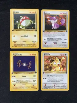 Magnemite, Voltorb, Meowth, Rattata Team Rocket Pokemon Cards, first editions - Image 1