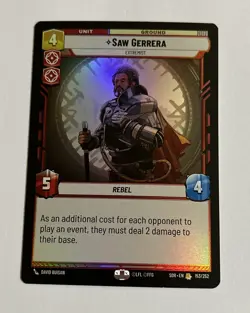 Star Wars Unlimited TCG. Saw Gerrera Rare Foil (SOR) Card #153/252, Near Mint! - Image 1