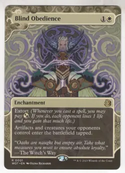 MTG Wilds Of Eldraine Enchanting Tales Card #1 Blind Obedience - Image 1