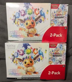 2x Pokemon TCG Prismatic Evolutions ETB with Booster Bundle Costco 2-Pack Sealed - Image 1