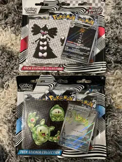 Pokemon TCG White Flare And Black Bolt 3 Pack Tech Sticker Collection 1 Of Each - Image 1
