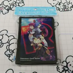 Team Rocket Deck Shield 64 Sleeves Pokemon Card Accessory Meowth Jessie James - Image 1