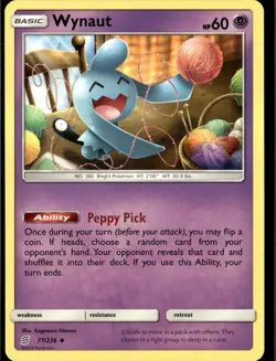 Pokemon Wynaut 77/236 Unified Minds Non Holo Uncommon 2 Card Lot - Image 1