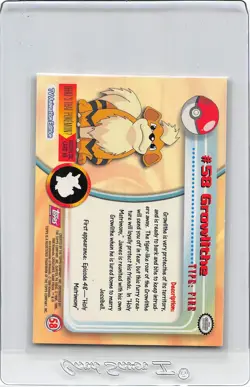 Growlithe #58 - RED LOGO - NON-HOLO - Series 1 - TOPPS POKEMON CARD - NM - Image 2
