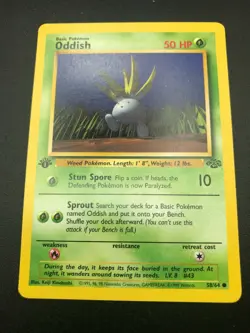 Oddish 1st Edition 58/64 Jungle Common Pokemon Vintage Card WOTC NM 1999 - Image 1