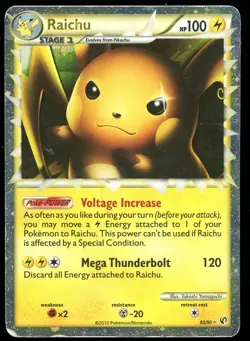 Pokemon TCG Undaunted 2010 Raichu Prime Holo 83/90 LP - Image 1