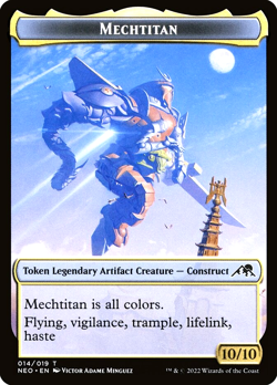 MTG Mechtitan Samurai 14 Double-sided Token Foil Kamigawa Neon Dynasty - Image 1