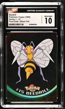 Beedrill Topps #15 Pokemon TV Holo Foil CGC 10 Gem Mint Top Pop - Image 1