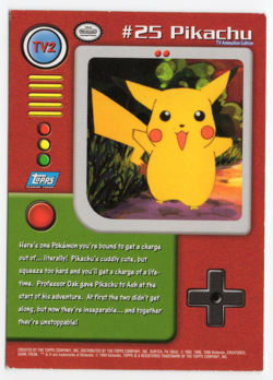 Pikachu TV2 #25 Topps TV Animation Edition Pokemon Card - Image 2