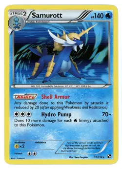 Samurott Holo 32/114 Black & White Base Set Pokemon Card - Image 1