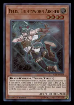 Yugioh Felis, Lightsworn Archer #BLLR-EN043 Light's Revenge LP - Image 1