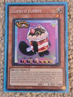 Yugioh! Cupsy☆Yummy *COLLECTOR'S RARE *Justice Hunters JUSH-EN016 In Hand NM - Image 1
