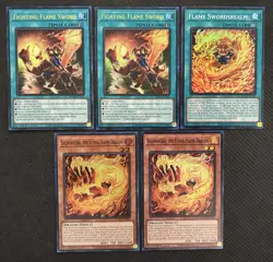 Yugioh Lot of 5 Flame Swordsman Cards - Fighting Flame Sword Maze of Millenia - Image 1
