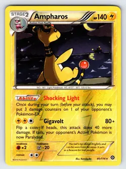 Ampharos 40/114 2016 XY Steam Siege Pokemon Card Reverse Holo Rare - Nm - Image 1