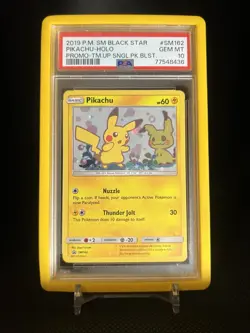 2019 pokemon sun and moon team up 3 pack blister pikachu black star promo psa 10 - Image 1