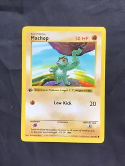 Pokemon Cards: Base Set 1st Edition Common: Machop 52/102 - Image 1