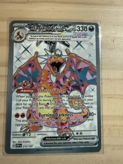 Pokemon Charizard EX 215/197 Scarlet Violet Obsidian Flames Ultra Rare Card NM - Image 1