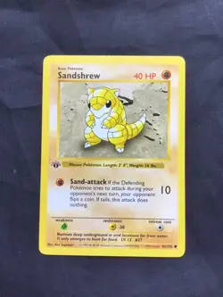 Pokemon Cards: Base Set 1st Edition Common: Sandshrew 62/102 - Image 1