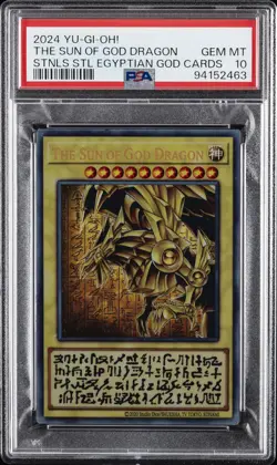 2024 YU-GI-OH! STAINLESS STEEL EGYPTIAN GOD CARDS THE SUN OF GOD DRAGON PSA 10 - Image 1