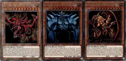 Yu-Gi-Oh! Obelisk Slifer Dragon Ra Winged RA04 Platinum Secret God Cards Set - Image 1