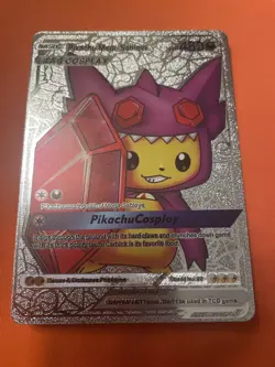 Pikachu Mega Sableye Cosplay Silver Foil Fan Art Pokemon Card - Image 1
