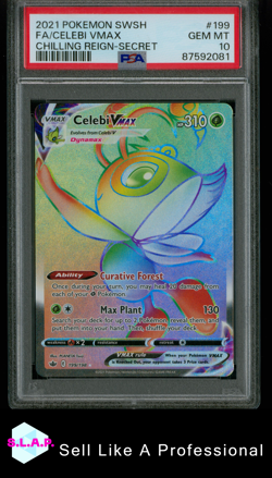 CELEBI VMAX CHILLING REIGN-SECRET RARE RAINBOW POKEMON 199 2021 EN PSA 10 - Image 1