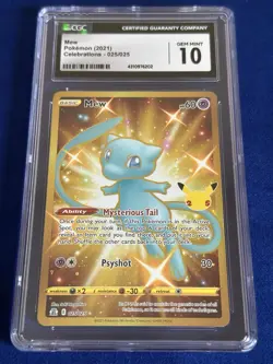 Pokemon TCG Mew Holo Secret Rare Card Celebrations 025/025, CGC 10 - Image 1