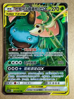 Venusaur & Snivy Tag-Team GX 001/061 csm2.5C Chinese Pokemon Card Near Mint - Image 1