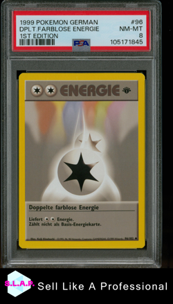 DPLT.FARBLOSE ENERGIE 1ST EDITION POKEMON GERMAN 1999 96 PSA 8 - Image 1