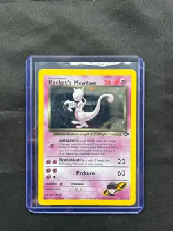 Rocket's Mewtwo 14/132 Gym Challenge Holo Pokemon SWIRL HP - Image 1