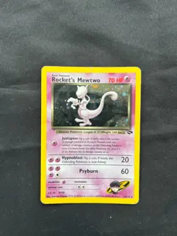 Rocket's Mewtwo 14/132 Gym Challenge Holo Pokemon SWIRL HP - Image 2