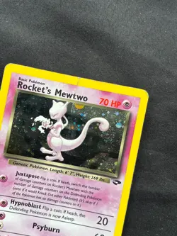 Rocket's Mewtwo 14/132 Gym Challenge Holo Pokemon SWIRL HP - Image 3