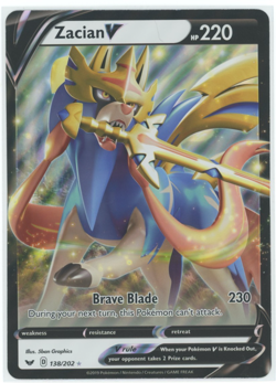 Pokemon TCG Zacian V 138/202 (Jumbo) Black Star Promo OVERSIZED Heavy Play - Image 1