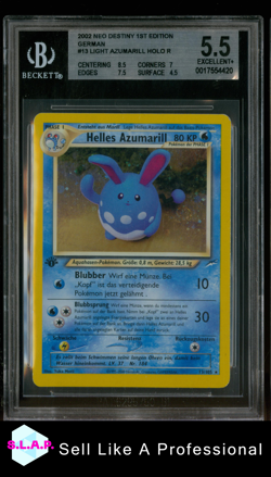 HELLES AZUMARILL HOLO 2002 POKEMON NEO DESTINY 1ST EDITION DEUTSCH 13 BGS 5.5 - Image 1