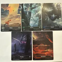 FOIL Edge of Eternities Full Art Borderless Basic Lands Complete 5x Paquette NM - Image 1