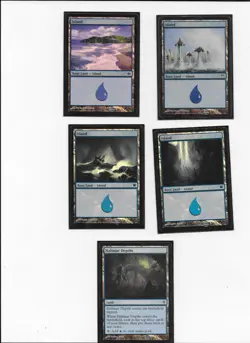 Magic The Gathering 5 basic Land ISLAND+ cards 2004-2011 - Image 1