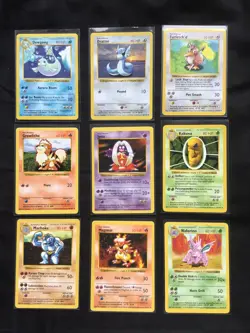 Pokemon Cards: Shadowless Base Set 60 Card Non-Holo Lot - Image 1