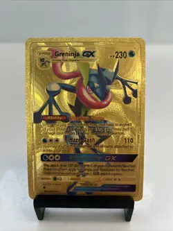 Greninja GX Metal Gold Foil Pokemon Card Fan Art Display Card HP230 - Image 1