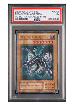 YU GI OH PSA 7 RED-EYES BLACK DRAGON PG-09 ULTRA PARALLEL RARE JAPANESE 2000! - Image 1