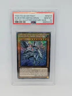 Yugioh | Blue-Eyes Abyss Dragon RA01-EN016 PSA 10 | Quarter Century Secret Rare - Image 1