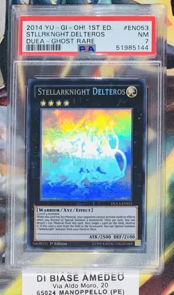 YU GI OH PSA 7 STELLARKNIGHT DELTEROS DUEA-EN053 1st EDITION GHOST RARE 2014! - Image 1