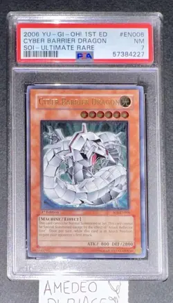 YU GI OH PSA 7 CIBER BARRIER DRAGON SOI-EN006 1st EDITION ULTIMATE RARE ENGLISH - Image 1