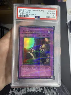 2006 Yugioh Promo Trap Hole Hobby League 3 HL03-EN003 Prismatic Rare PSA 10 GEM - Image 1